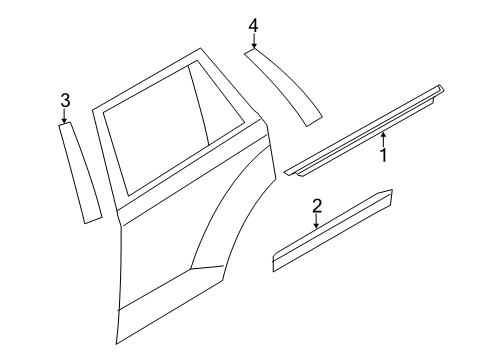 2014 Lincoln MKX Exterior Trim - Rear Door Side Molding Diagram for BA1Z-7825556-A