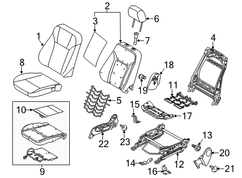 2018 Ford Fiesta Passenger Seat Components Seat Back Pad Diagram for D2BZ-5464810-F