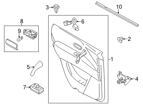 2015 Infiniti QX80 Rear Door Seal-Rear Door Inside, LH Diagram for 82835-1LA0A