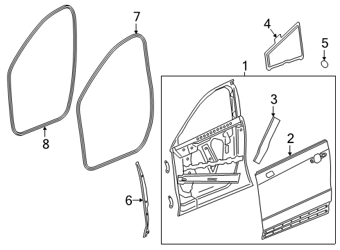 2020 Cadillac XT4 Front Door Weatherstrip On Body Diagram for 84234126
