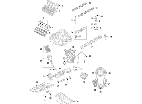 2021 Ram 1500 Engine Parts, Mounts, Cylinder Head & Valves, Camshaft & Timing, Oil Pan, Oil Pump, Crankshaft & Bearings, Pistons, Rings & Bearings, Variable Valve Timing Gasket-Spark Plug Well Diagram for 53011574AB