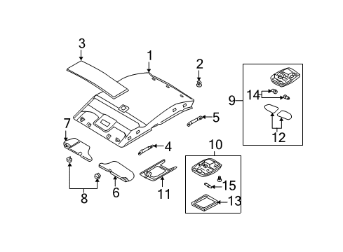 2003 Nissan Sentra Interior Trim - Roof Lamp Assembly Map Diagram for 26430-5M020