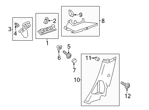 2016 Ford Focus Interior Trim - Quarter Panels Rear Trim Clip Diagram for -W716664-S424