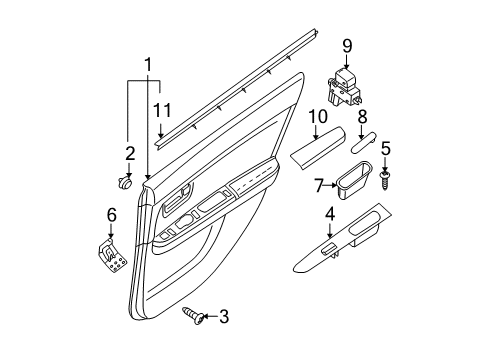 2009 Nissan Sentra Interior Trim - Rear Door Screw Diagram for 01456-0017U
