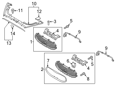 2015 Kia K900 Parking Aid Cover 1-Radiator Grille Diagram for 863653T000