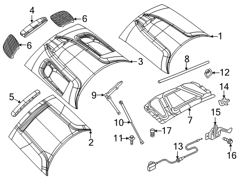 2018 Dodge Challenger Hood & Components Bezel-Hood Diagram for 68184352AB