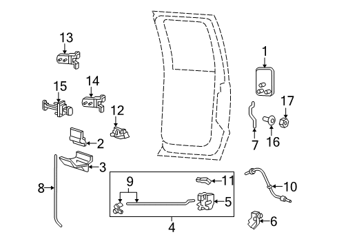 2010 Ford F-350 Super Duty Rear Door Latch Assembly Diagram for 7C3Z-26264A01-A
