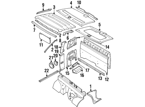 1997 Nissan Pickup Interior Trim - Cab Garnish Assy-Front Pillar, LH Diagram for 76912-8B013