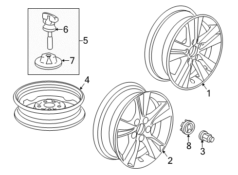 2013 Acura ILX Wheels, Covers & Trim Cap Assembly, Aluminum Wheel Center Diagram for 44732-TK4-A10