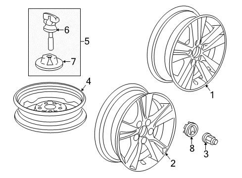 2020 Acura ILX Wheels, Covers & Trim Cap Assembly, Wheel Ct Diagram for 44732-TZ3-A01