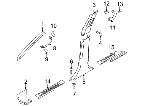 2009 Kia Borrego Interior Trim - Pillars, Rocker & Floor Cap-Grip Get On Off Diagram for 858342J020H9