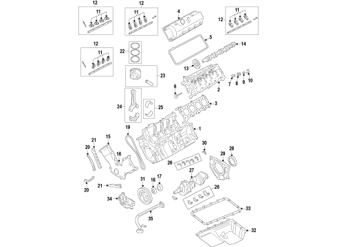 2012 Ford F-350 Super Duty Engine Parts, Mounts, Cylinder Head & Valves, Camshaft & Timing, Variable Valve Timing, Oil Cooler, Oil Pan, Oil Pump, Crankshaft & Bearings, Pistons, Rings & Bearings Rocker Shaft Diagram for AL3Z-6564-EA