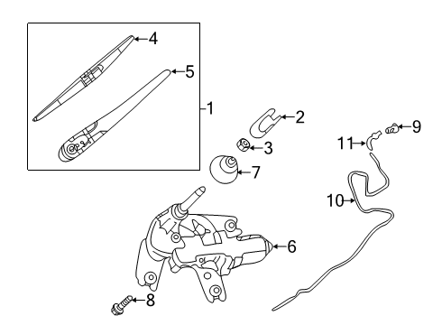 2021 INFINITI QX50 Wipers Cover-Arm, Back Window Wiper Diagram for 28782-5AA0A