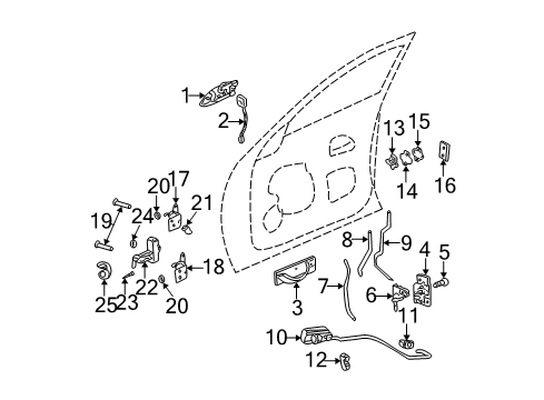 2002 Cadillac DeVille Front Door Rod-Front Side Door Outside Handle Diagram for 10395716