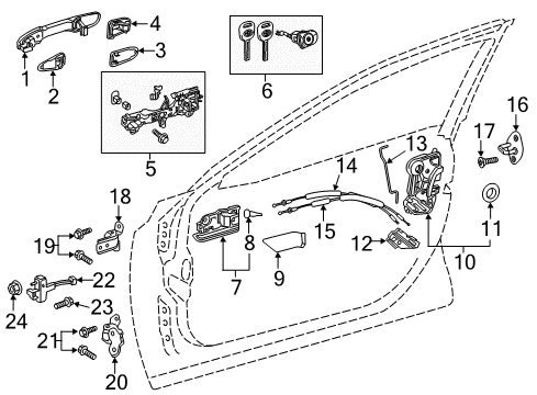 2018 Toyota Camry Front Door Lock Rod Diagram for 69312-33120