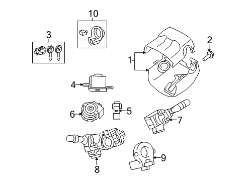 2009 Toyota Highlander Ignition Lock Upper Shroud Diagram for 45286-48908-C0
