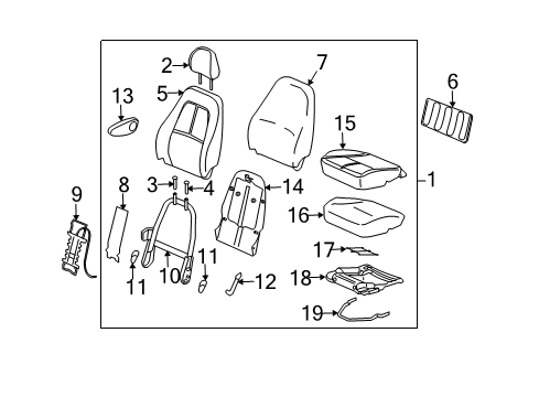 2007 Saturn Vue Front Seat Components Module Kit, Inflator Restraint Front Pass Presence (W/ Sensor) Diagram for 15785011