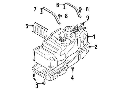 2003 Isuzu Axiom Fuel Supply Nut, Fuel Tank Diagram for 8-97142-595-0