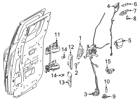 2018 Nissan Titan XD Rear Door Shim-Striker, Door Lock Diagram for 82572-EZ10A