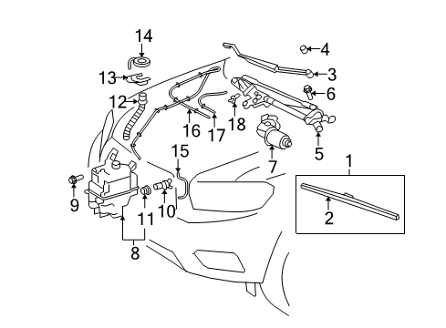 2013 Toyota Highlander Wiper & Washer Components Wiper Arm Diagram for 85221-0E040