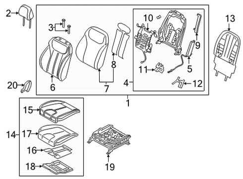 2021 Hyundai Santa Fe Driver Seat Components HEATER-FRONT SEAT BACK Diagram for 88370-S1000