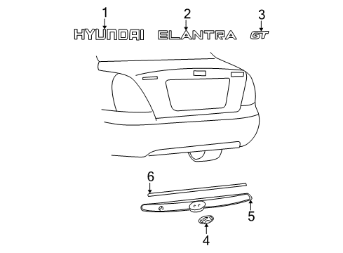 2005 Hyundai Elantra Exterior Trim - Lift Gate GARNISH-TAILGATE Diagram for 87361-2D200
