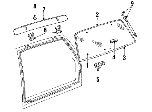 1991 GMC S15 Jimmy Tail Gate - Glass & Hardware Window Asm-End Gate Diagram for 15647867