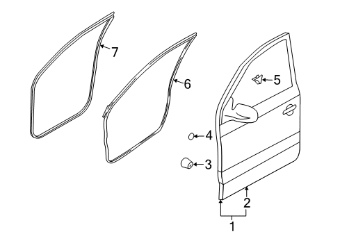 2012 Hyundai Tucson Front Door Weatherstrip-Front Door Body Side RH Diagram for 82120-2S000