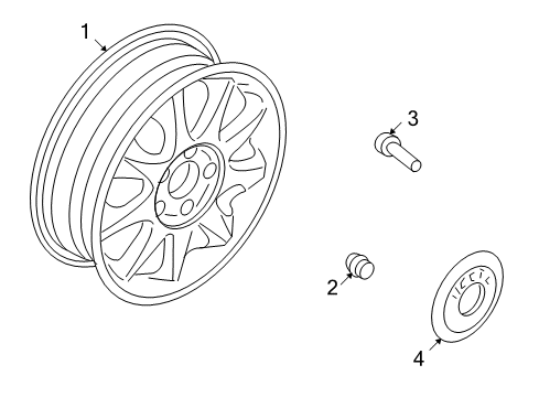 2004 Kia Amanti Wheels, Covers & Trim Wheel Hub Center Cap Assembly Diagram for 529603F200