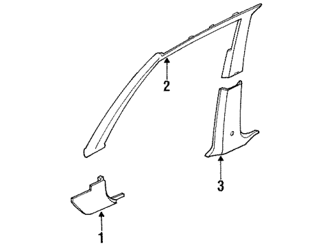 1990 Honda Accord Interior Trim - Pillars, Rocker & Floor Garnish Assy., L. FR. Pillar *NH91L* (LOFTY GRAY) Diagram for 84151-SM4-A02ZB