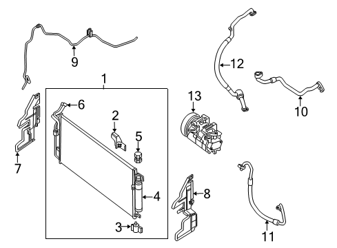 2016 Nissan Altima A/C Condenser, Compressor & Lines Compressor - Cooler Diagram for 92600-3TA6B