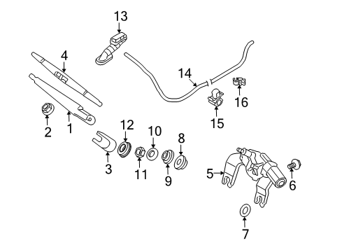 2009 Hyundai Elantra Lift Gate - Wiper & Washer Components Bolt & Rubber Assembly-Mounting Diagram for 9871607000