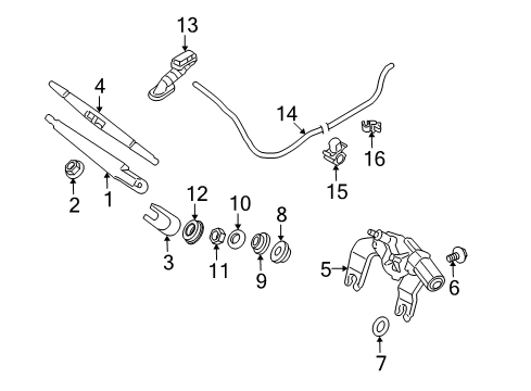 2009 Hyundai Elantra Lift Gate - Wiper & Washer Components Nut-Hex Diagram for 9872629600