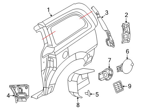 2008 Dodge Grand Caravan Sliding Door Extension-Tail Lamp Opening Diagram for 4894772AD