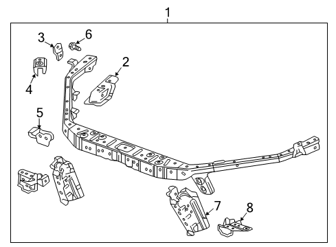 2019 Chevrolet Camaro Radiator Support Vertical Support Diagram for 84169876