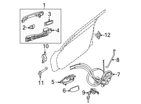 2009 Nissan Altima Front Door Front Door Outside Handle Assembly, Right Diagram for 80606-ZN95A