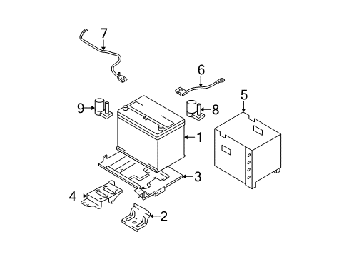 2008 Hyundai Tucson Battery Battery Cable Terminal Assembly Diagram for 37250-2E000