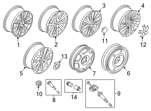 2020 Lincoln Continental Wheels Center Cap Diagram for DP5Z-1130-A