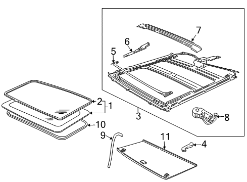 2007 Lincoln Mark LT Sunroof Switch Assembly Diagram for 7L3Z-14529-AA