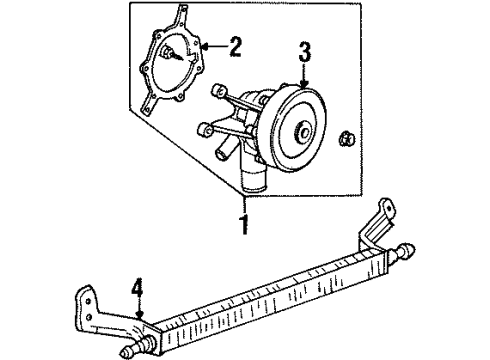 1998 Ford Taurus Power Steering Oil Cooler, Water Pump Power Steering Cooler Diagram for F6DZ-3D746-C