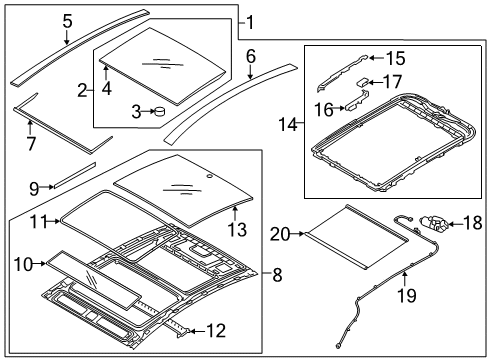 2017 Kia K900 Sunroof Motor-Panoramaroof Glass Diagram for 816713T500