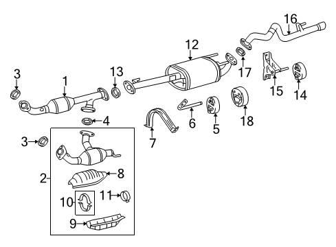 2010 Toyota FJ Cruiser Exhaust Components Muffler & Pipe Diagram for 17420-31370