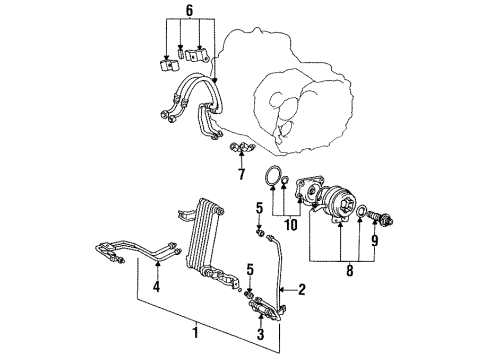 1992 Toyota Celica Oil Cooler Tube Sub-Assembly, Transmission Oil Cooler Diagram for 33409-20042