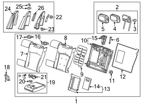 2013 Cadillac XTS Rear Seat Components Latch Cover Diagram for 84049052