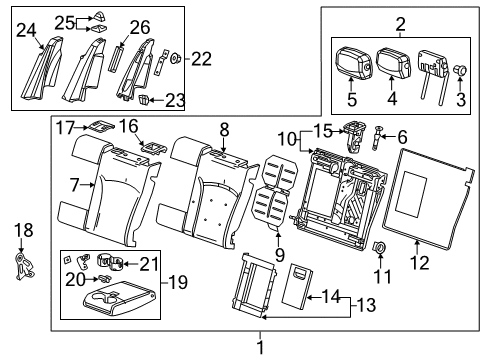 2015 Cadillac XTS Rear Seat Components Seat Back Panel Diagram for 13285451