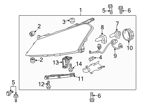 2015 Chevrolet Traverse Headlamps Lower Support Diagram for 20986176