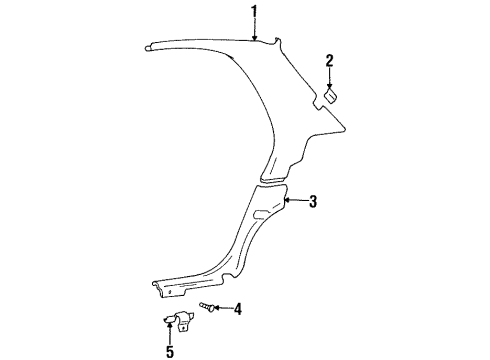 1996 Hyundai Elantra Interior Trim - Quarter Panels Trim Assembly-Rear Pillar RH Diagram for 85860-29000-FK