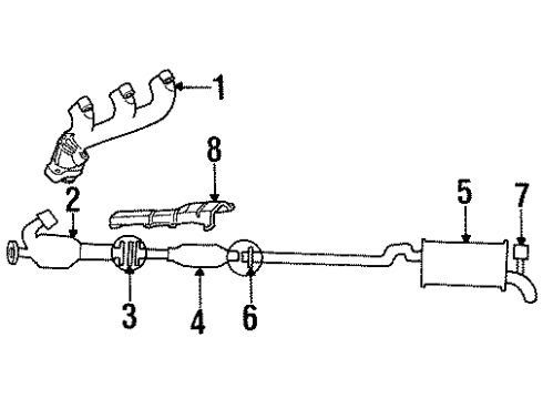 1994 Mercury Sable Exhaust Components, Exhaust Manifold Converter & Pipe Gasket Diagram for E6DZ-5E241-A