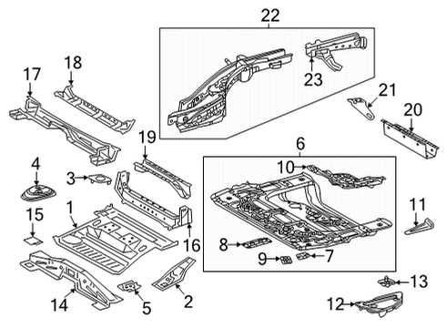 2022 Lexus NX450h+ Rear Floor & Rails HOOK SUB-ASSY, TRANS Diagram for 51095-78030