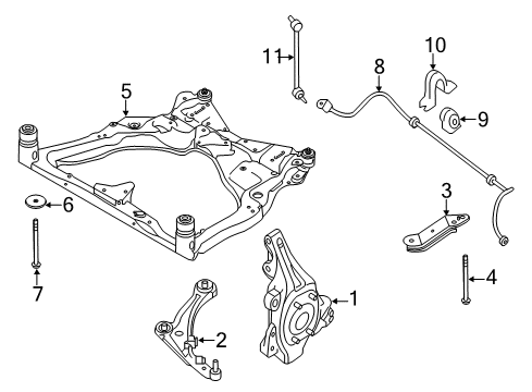 2009 Nissan Murano Front Suspension Components, Lower Control Arm, Stabilizer Bar Bush-Stabilizer Diagram for 54613-1AA0A